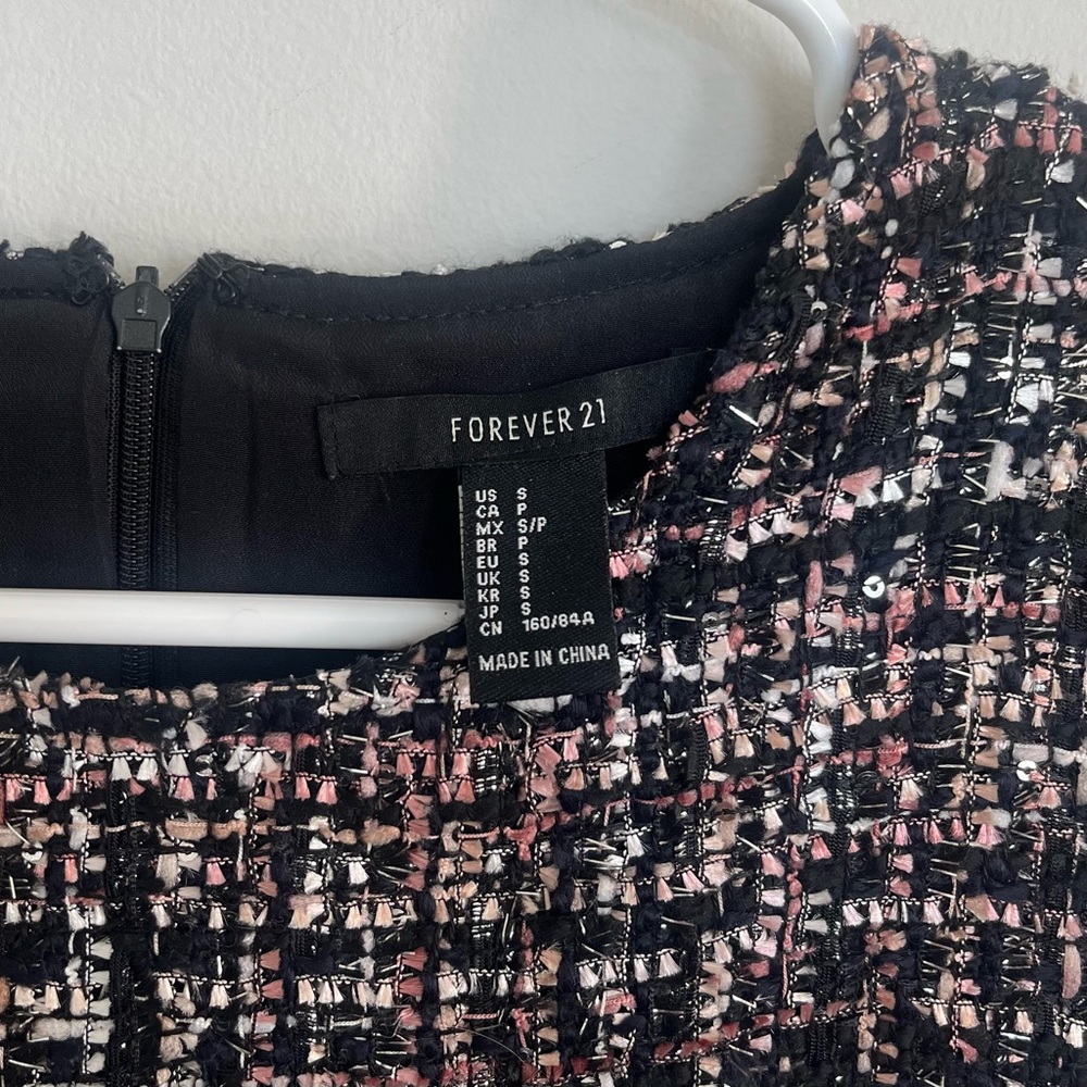 Pink Sparkly Tweed Mini Dress - Picture 6 of 6